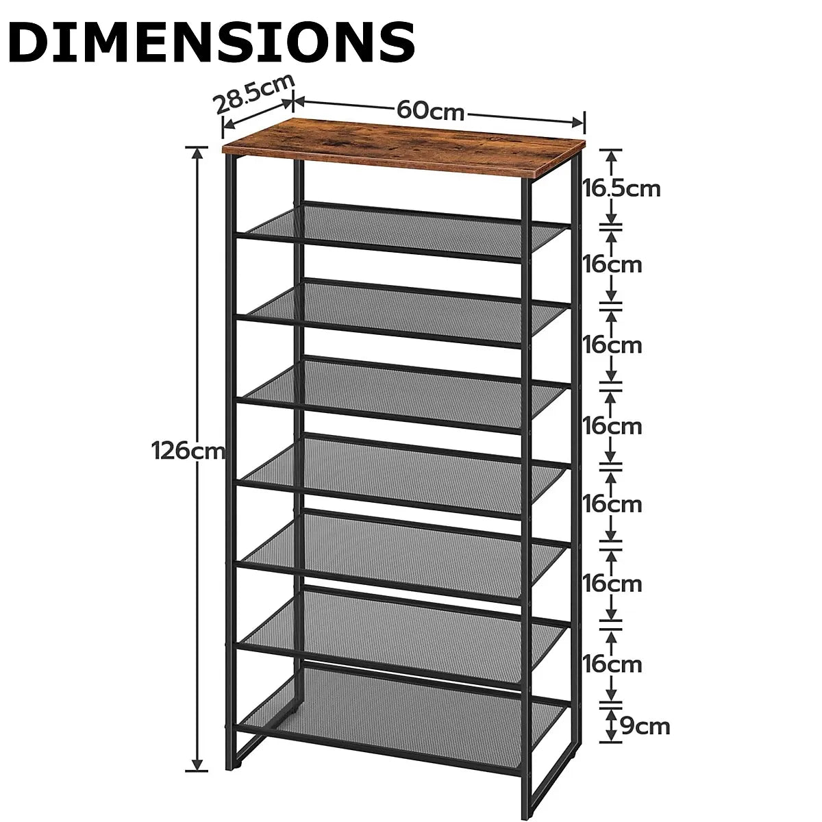 8 Tier Shoe Rack With Detachable Mesh For Home Organization-Furniture Kingdom